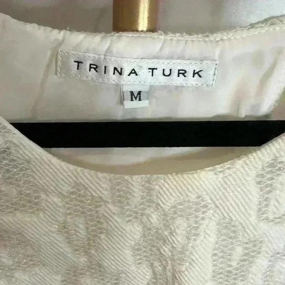 Trina Turk  White shimmer blouse size Medium - Picture 4 of 6